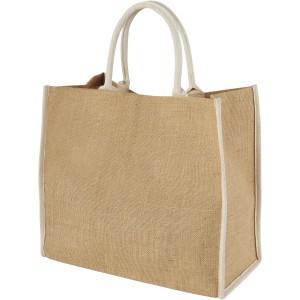 Harry large tote bag made from jute, Natural,White (cotton bag)