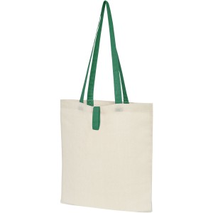 Nevada 100 g/m2 cotton foldable tote bag, Natural, Green (cotton bag)