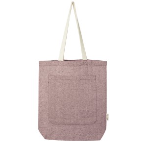 Pheebs 150 g/m2 recycled cotton tote bag with front pocket 9L, Heather maroon (cotton bag)