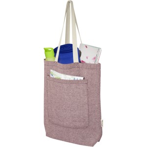 Pheebs 150 g/m2 recycled cotton tote bag with front pocket 9L, Heather maroon (cotton bag)