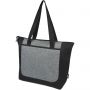 Reclaim GRS recycled two-tone zippered tote bag 15L, Solid black, Heather grey