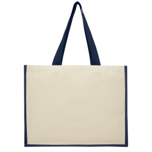 Varai 320 g/m2 canvas and jute shopping tote bag, Navy (Shopping bags)