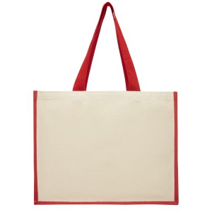 Varai 320 g/m2 canvas and jute shopping tote bag, Red (Shopping bags)