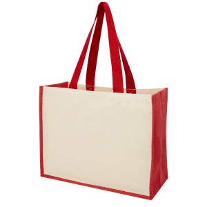 Varai 320 g/m2 canvas and jute shopping tote bag, Red (Shopping bags)