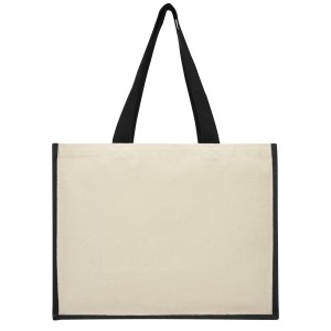 Varai 320 g/m2 canvas and jute shopping tote bag, Solid blac (Shopping bags)