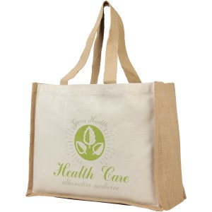 Varai 340 g/m2 canvas and jute shopping tote bag, Natural (Shopping bags)