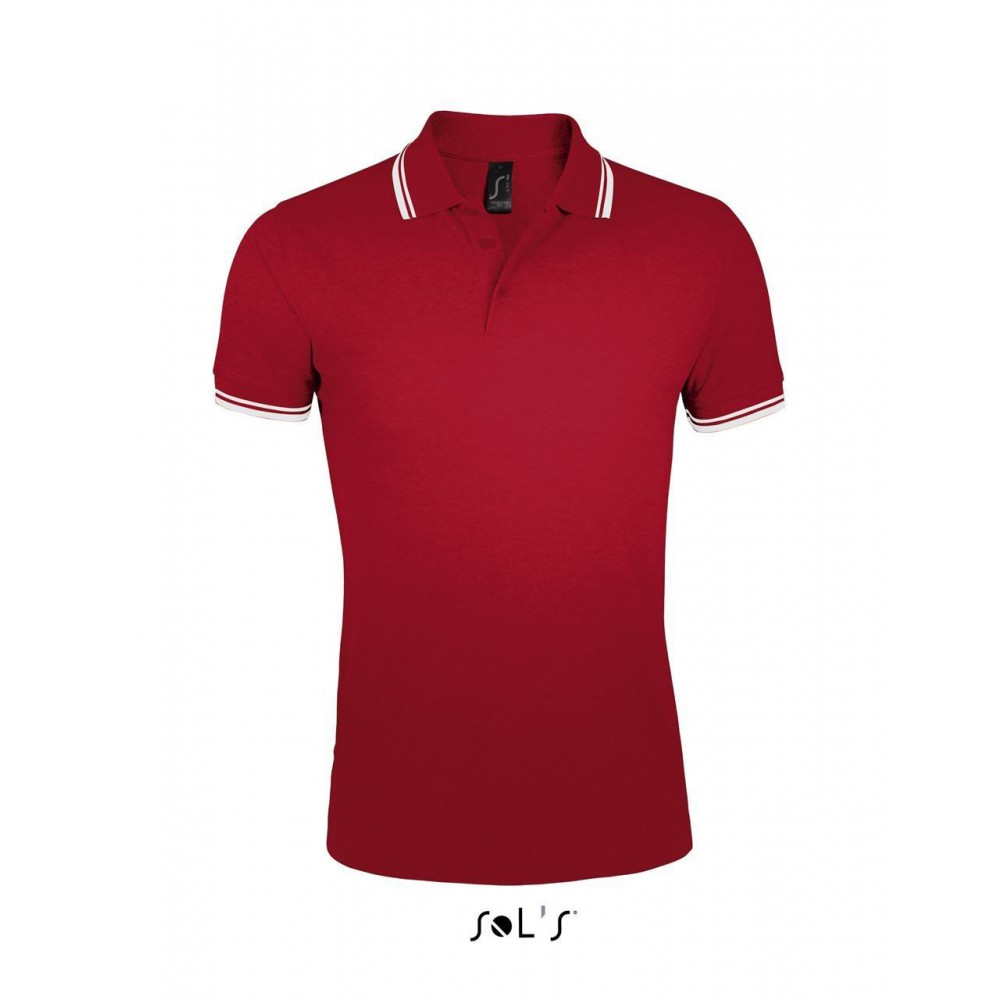 Sols Pasadena Men Polo Shirt Red White L Polo T Shirt 90 100