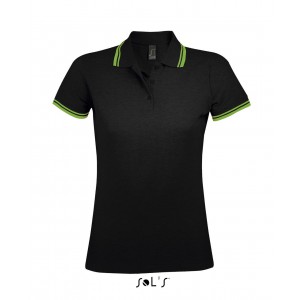 SOL'S PASADENA WOMEN - POLO SHIRT, Black/Lime