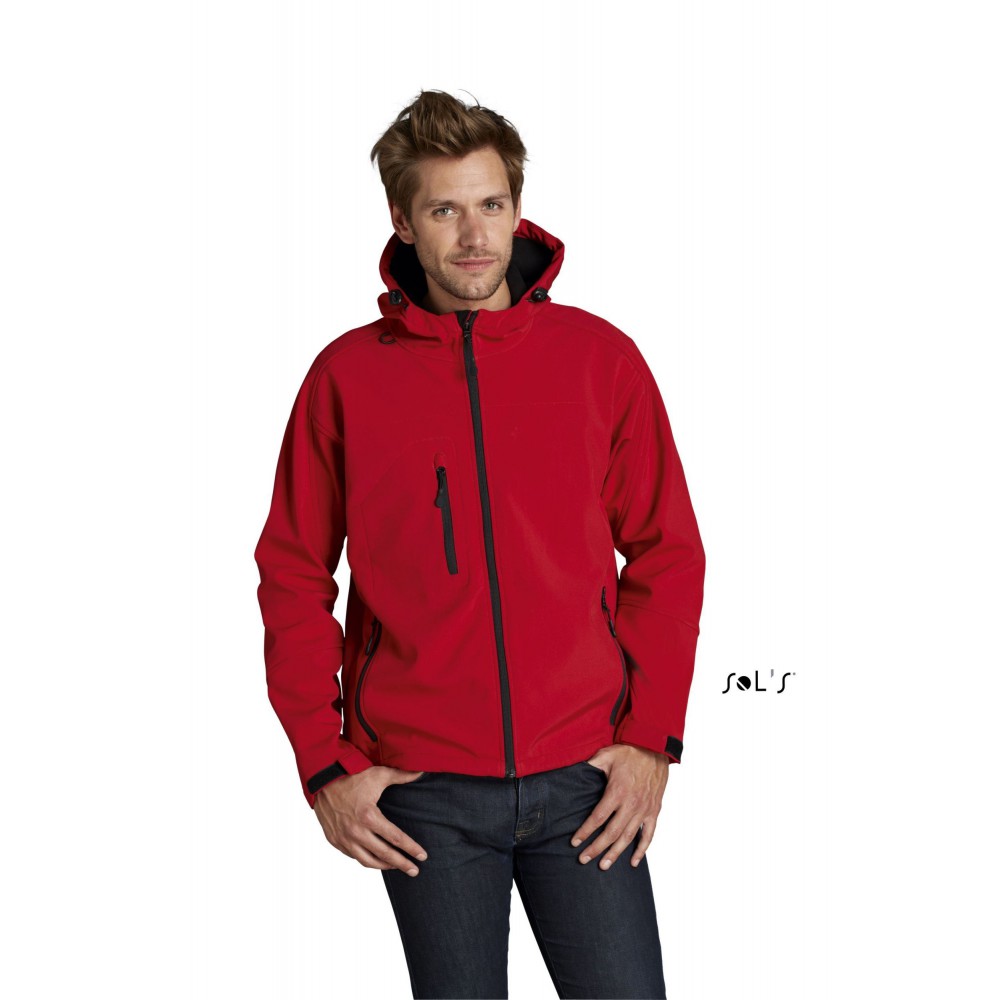 red hooded jacket men's