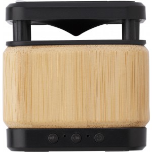 Bamboo and ABS wireless speaker and charger Nova, brown (Speakers, radios)