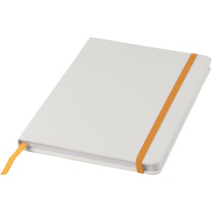 Spectrum A5 white notebook with coloured strap, White,Orange (Notebooks)