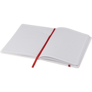 Spectrum A5 white notebook with coloured strap, White,Red (Notebooks)