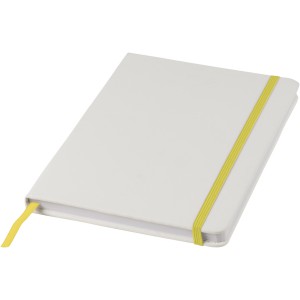 Spectrum A5 white notebook with coloured strap, White,Yellow (Notebooks)