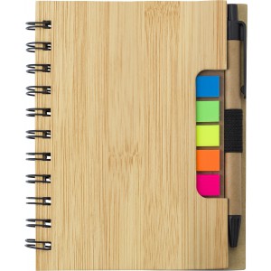 Wire bound notebook with ballpen Niall, brown