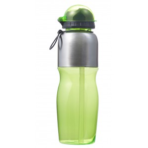 PS and stainless steel bottle Emberly, green (Sport bottles)