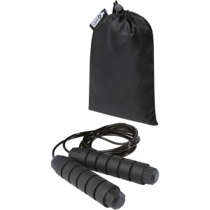 Austin soft skipping rope in recycled PET pouch, Solid black (Sports equipment)