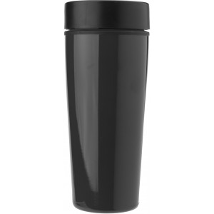 Stainless steel double walled travel mug Elisa, black (Glasses)