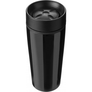 Stainless steel double walled travel mug Elisa, black (Glasses)