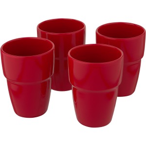 Staki 4-piece 280 ml stackable mug gift set, Red (Glasses)