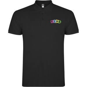 Star short sleeve kids polo, Solid black (Polo short, mixed fiber, synthetic)