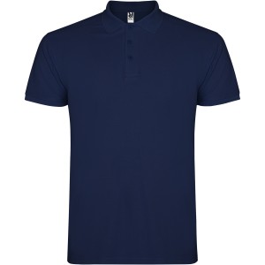 Star short sleeve men's polo, Navy Blue (Polo short, mixed fiber, synthetic)