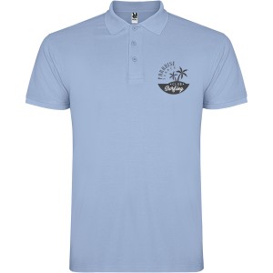 Star short sleeve men's polo, Sky blue (Polo short, mixed fiber, synthetic)