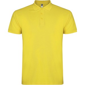 Star short sleeve men's polo, Yellow (Polo short, mixed fiber, synthetic)