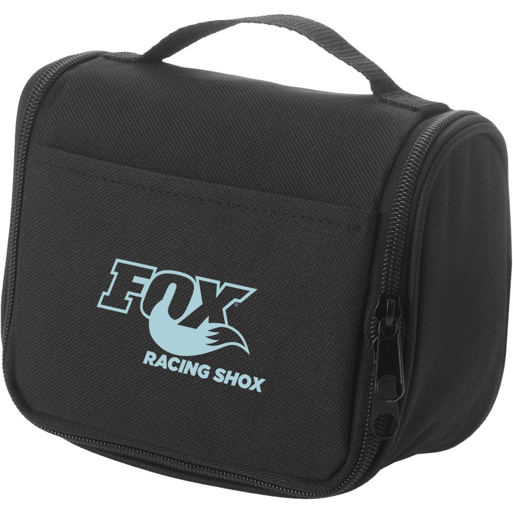 Printed Suite compact toiletry bag with hook, solid black (Cosmetic bags)