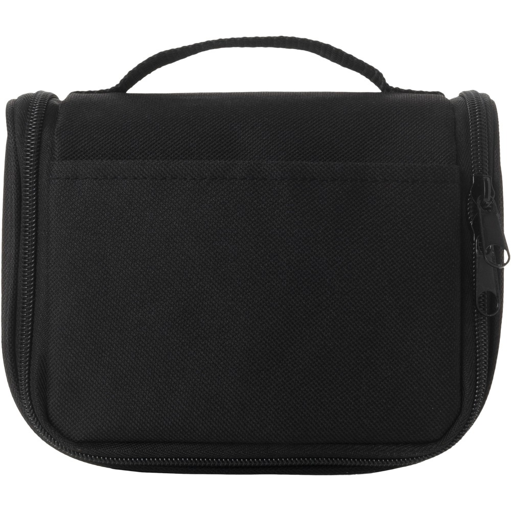 Printed Suite compact toiletry bag with hook, solid black (Cosmetic bags)