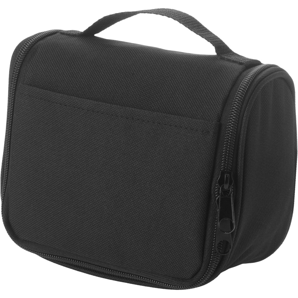 Printed Suite compact toiletry bag with hook, solid black (Cosmetic bags)