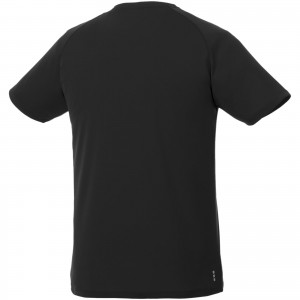 Amery short sleeve men's cool fit v-neck shirt, solid black (T-shirt, mixed fiber, synthetic)