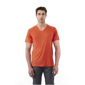 Amery short sleeve men's cool fit v-neck shirt, solid black (T-shirt, mixed fiber, synthetic)