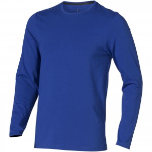 Ponoka long sleeve men's organic t-shirt, Blue (Long-sleeved shirt)