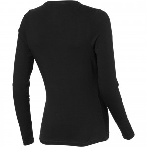 Ponoka long sleeve women's organic t-shirt, solid black (Long-sleeved shirt)