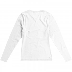 Ponoka long sleeve women's organic t-shirt, White (Long-sleeved shirt)