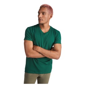 Samoyedo short sleeve men's v-neck t-shirt, Bottle green (T-shirt, 90-100% cotton)