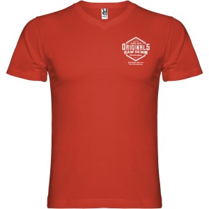 Samoyedo short sleeve men's v-neck t-shirt, Red (T-shirt, 90-100% cotton)