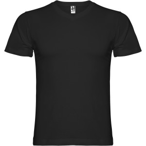 Samoyedo short sleeve men's v-neck t-shirt, Solid black (T-shirt, 90-100% cotton)
