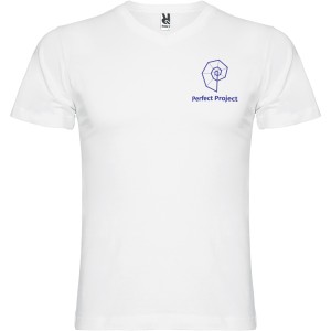 Samoyedo short sleeve men's v-neck t-shirt, White (T-shirt, 90-100% cotton)
