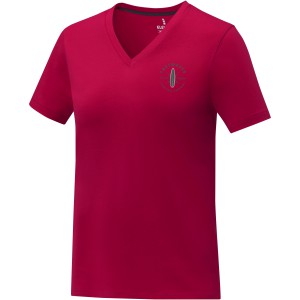 Somoto short sleeve women?s V-neck t-shirt, Red (T-shirt, 90-100% cotton)