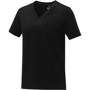 Somoto short sleeve women?s V-neck t-shirt, Solid black (T-shirt, 90-100% cotton)