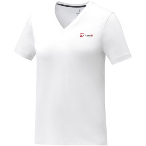 Somoto short sleeve women?s V-neck t-shirt, White (T-shirt, 90-100% cotton)