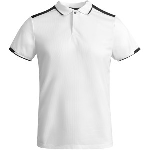 Tamil short sleeve kids sports polo, White, Solid black (T-shirt, mixed fiber, synthetic)