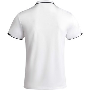 Tamil short sleeve men's sports polo, White, Solid black (T-shirt, mixed fiber, synthetic)