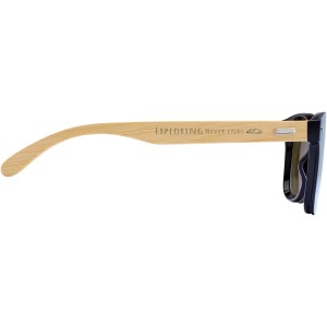Tan sunglasses with bamboo temples, Blue (Sunglasses)