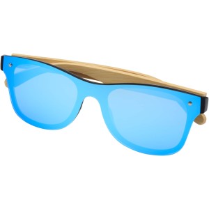 Tan sunglasses with bamboo temples, Blue (Sunglasses)