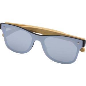 Tan sunglasses with bamboo temples, Silver (Sunglasses)