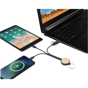 Tecta 6-in-1 recycled plastic/bamboo charging cable with key (Eletronics cables, adapters)