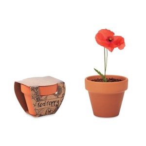 Terracotta pot 'poppy', Wood