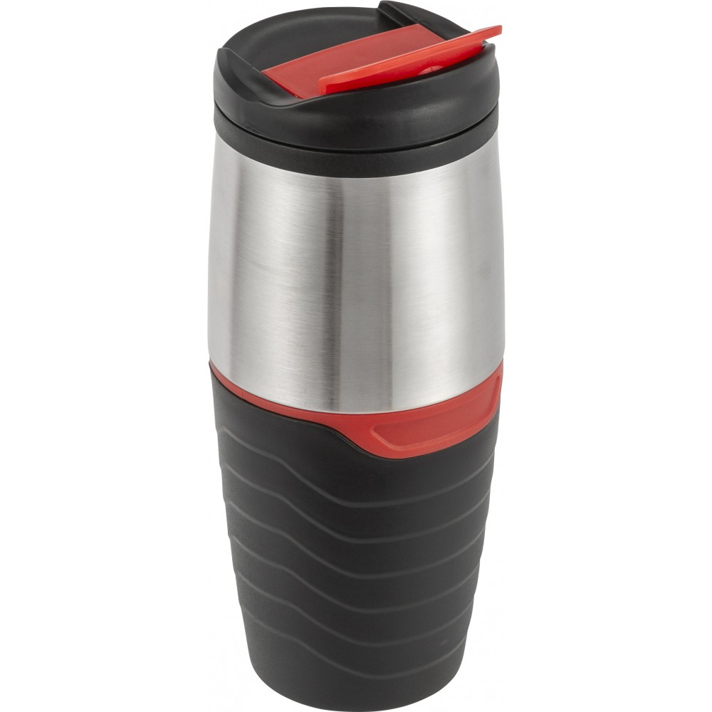 Printed Thermos drinking mug (450 ml), black/silver